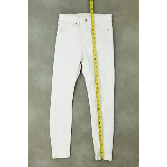 Topshop 25X26 Jamie Women's White Denim Jeans Tan Stitch Accent - Picture 9 of 10